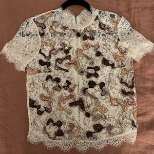 Zara Trafaluc Lace Modern Art Shirt